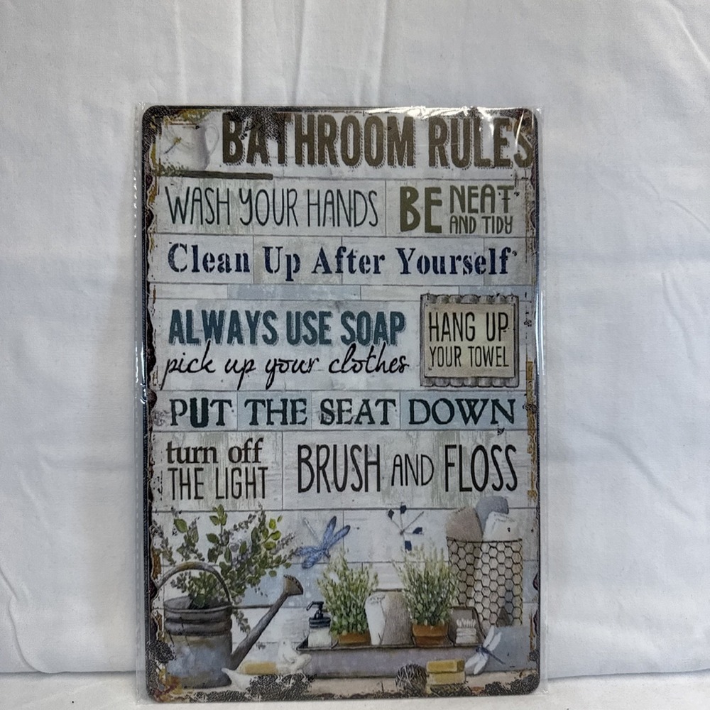 Bathroom Rules Posters The Space You Can Tin Metal Signs Home Décor 8x12